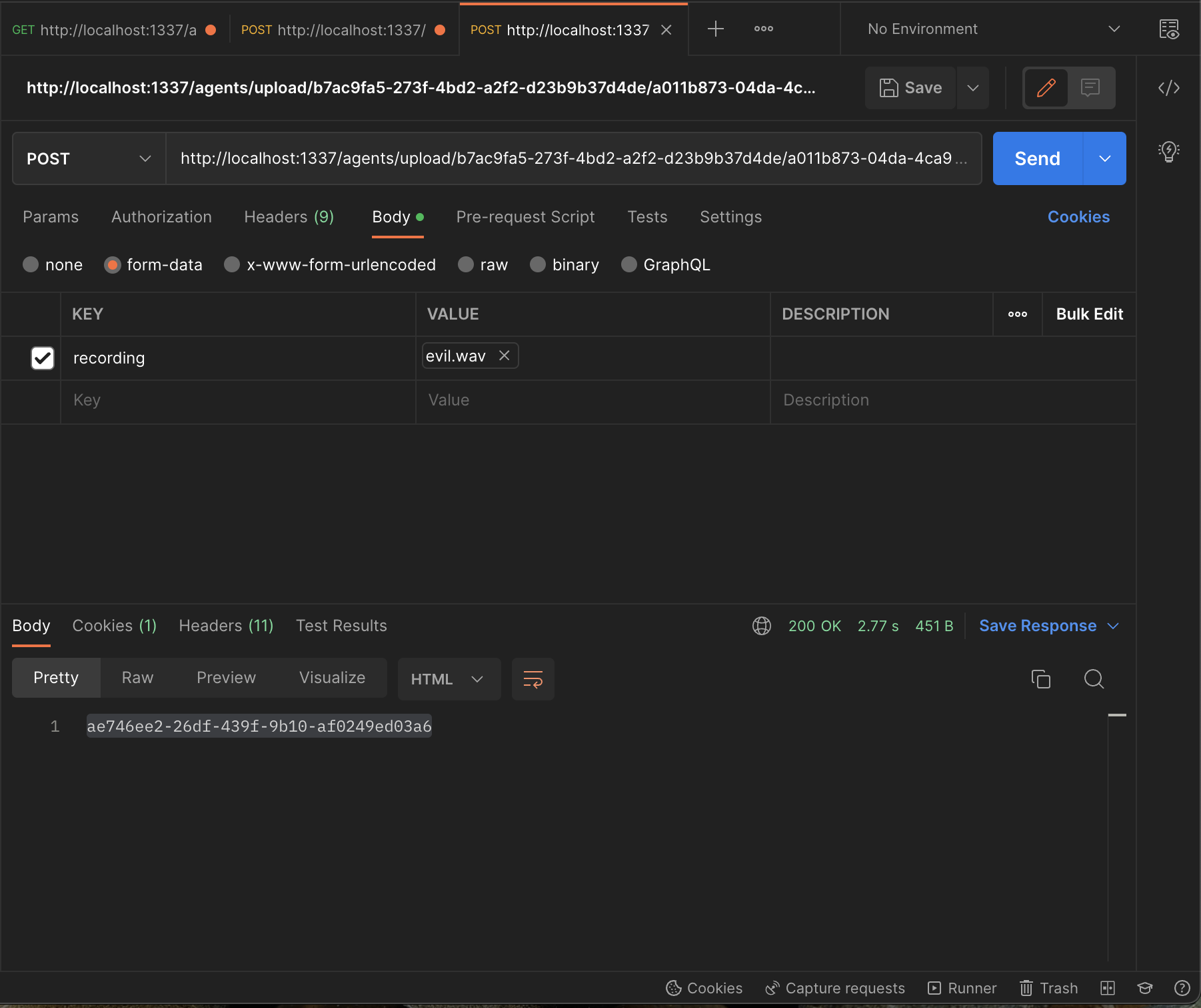 Upload payload agent